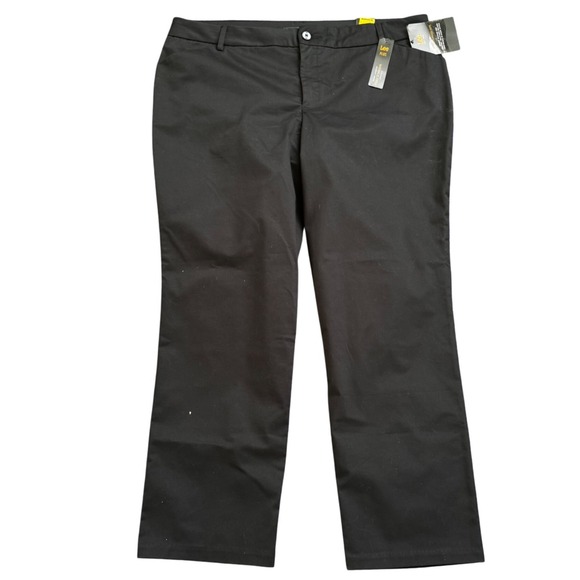 Lee Plus Size 20W Black Relaxed Fit Straight Leg Mid Rise Wrinkle Free Pants - Picture 1 of 6